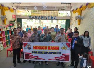 Polsek Limapuluh Menaja Acara Minggu Kasih, di Alfa Kids Tj. Rhu
